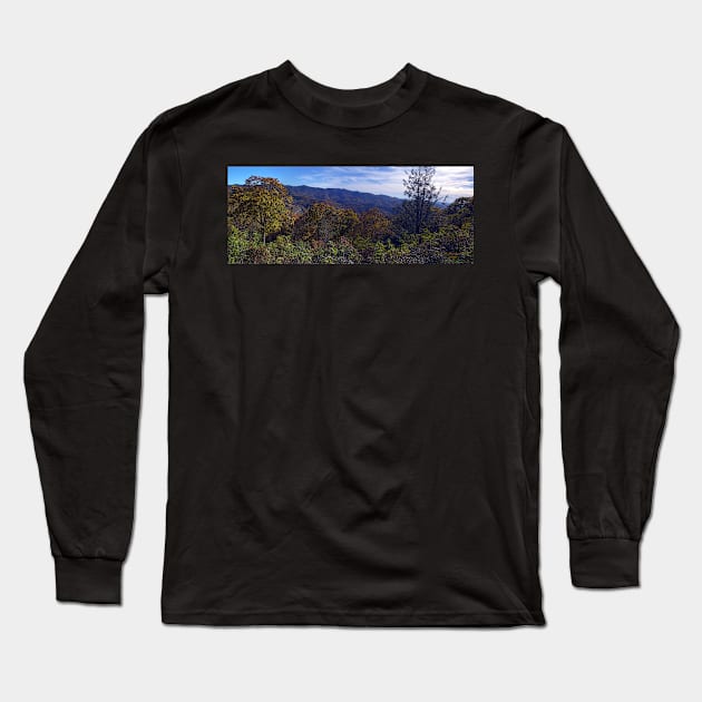 Blue Ridge Mountains Panorama Long Sleeve T-Shirt by pdpress